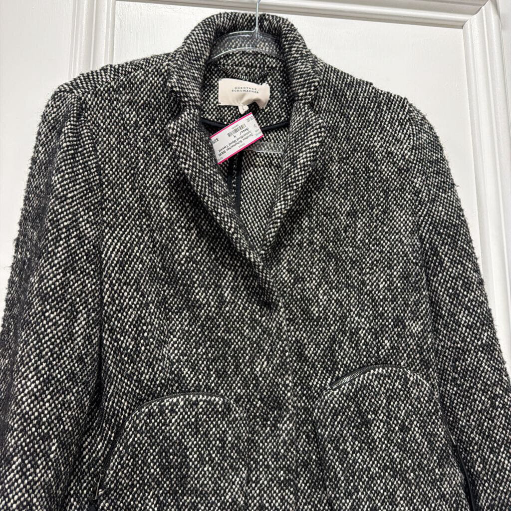 B&W Cotton/Wool Blend Tweed Blazer