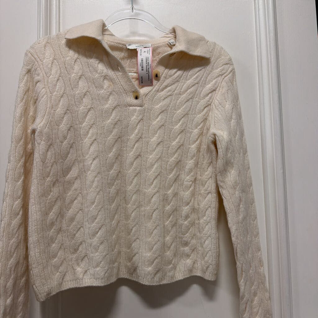 White Wool/Cashmere Cableknit Sweater