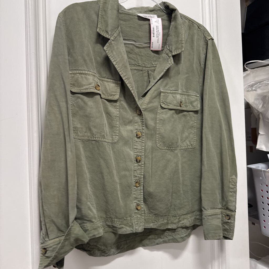 Green Tencel Button Up Top