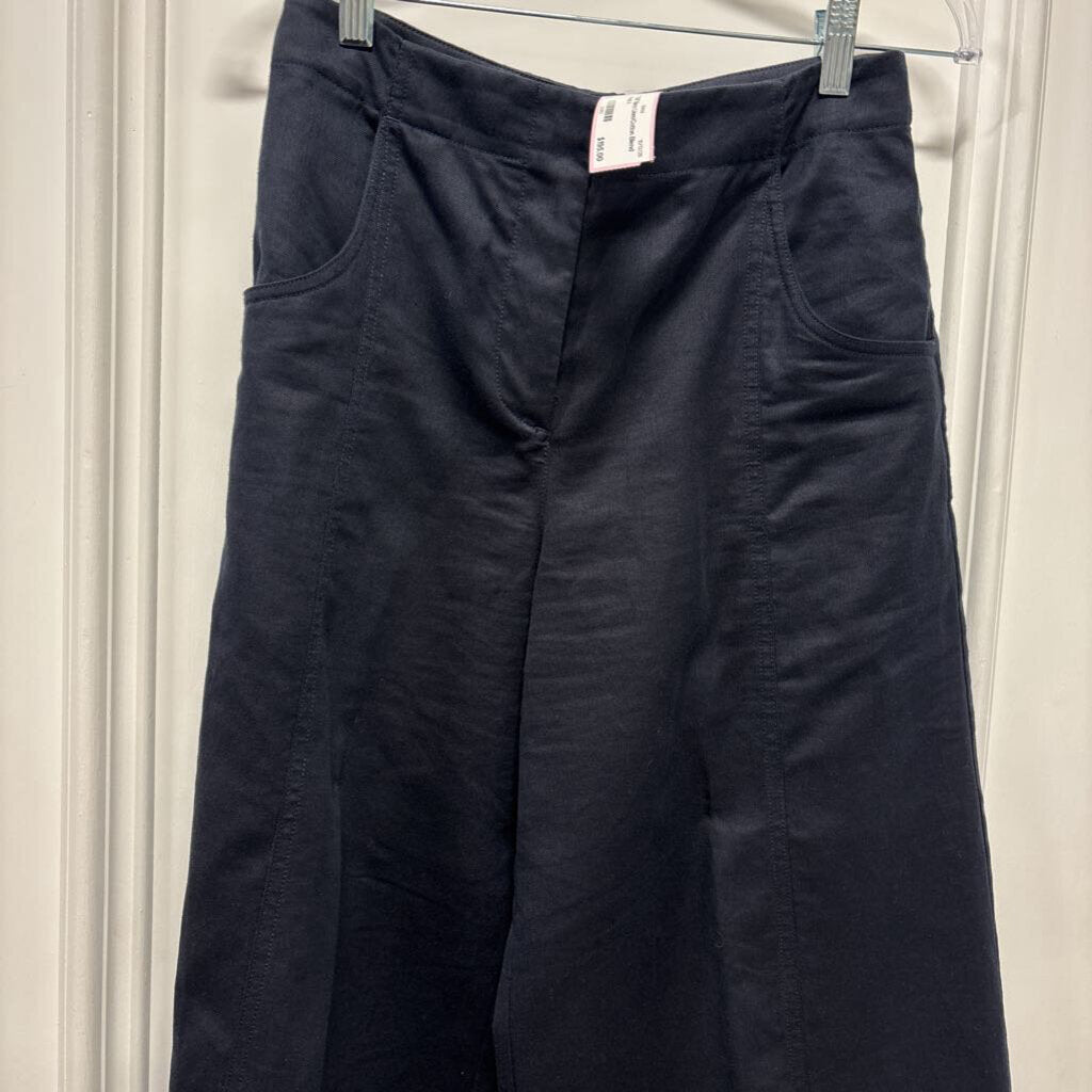 Navy Linen/Cotton Blend Pant