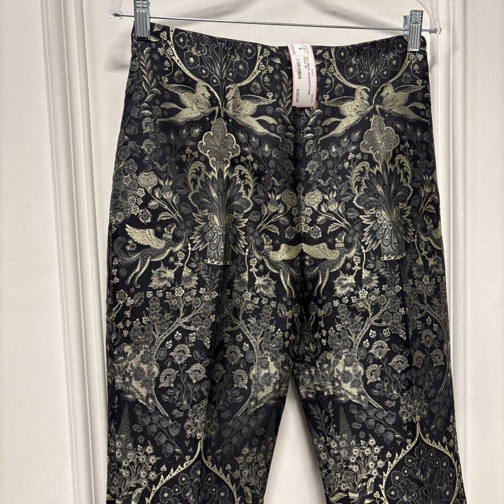 Black Jacquard Fringe Pants
