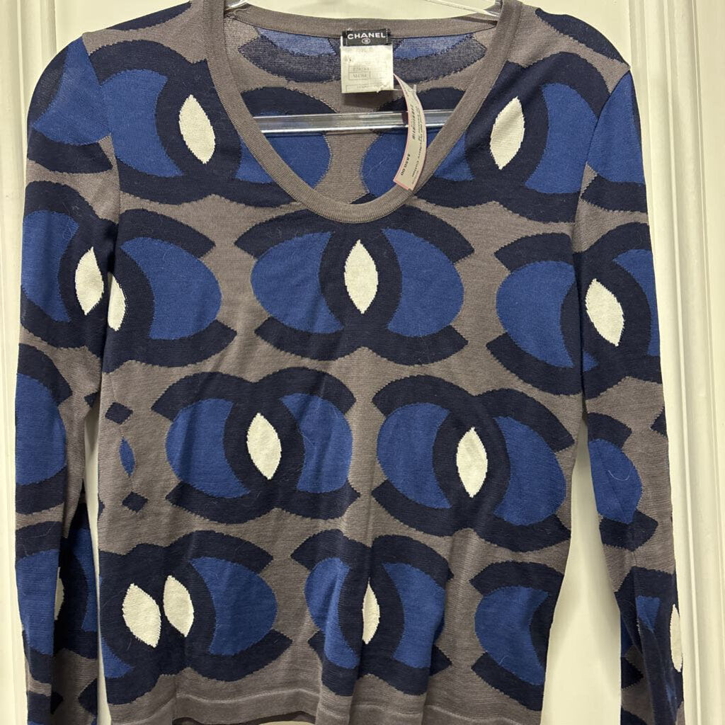 06P Grey/Navy Cotton CC Sweater