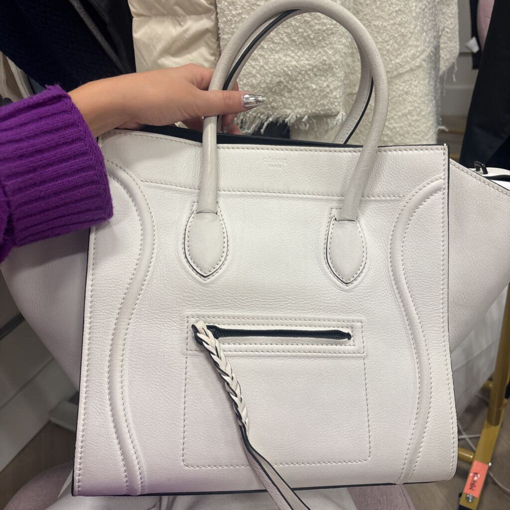 White Leather Phantom Tote