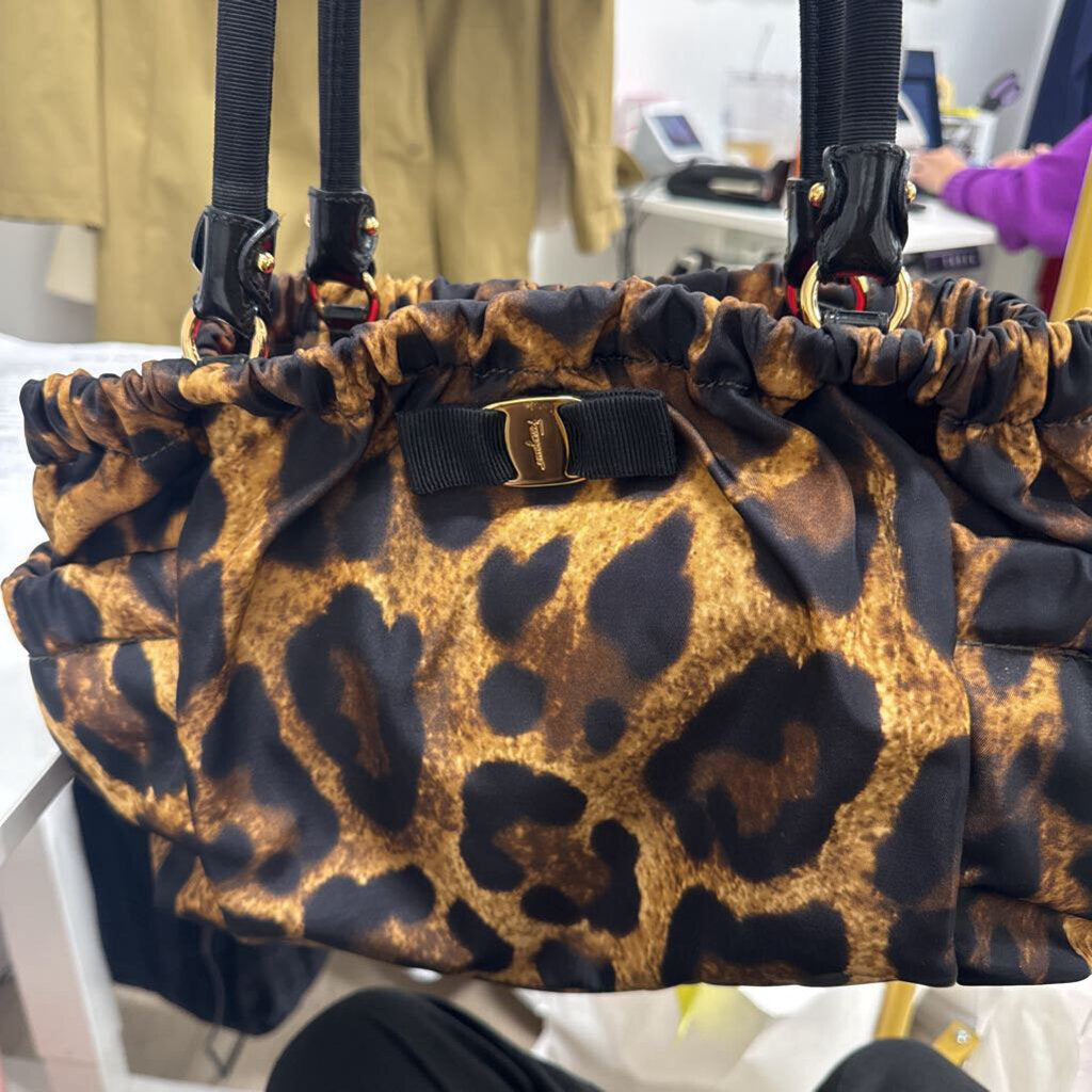 Nylon Leopard Shoulder Bag
