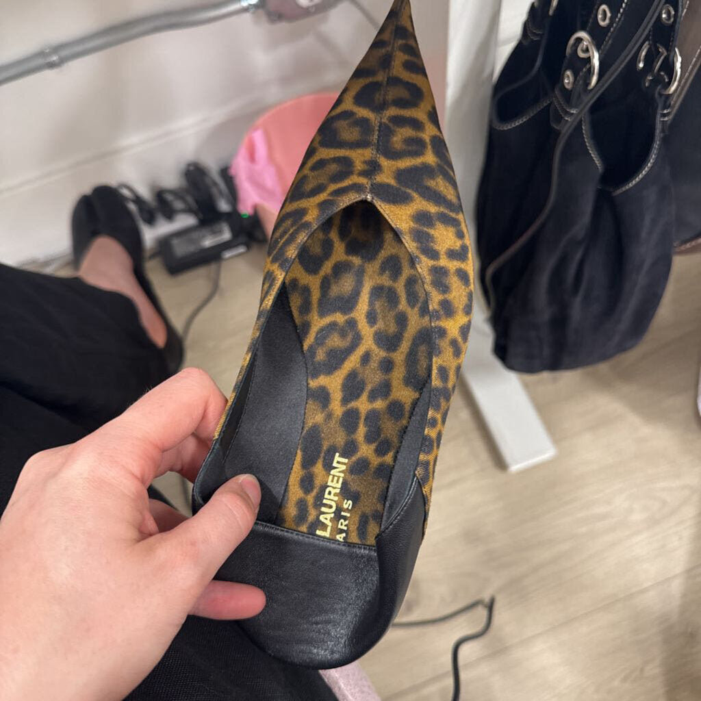 Saint Laurent Leopard Point Toe Flats