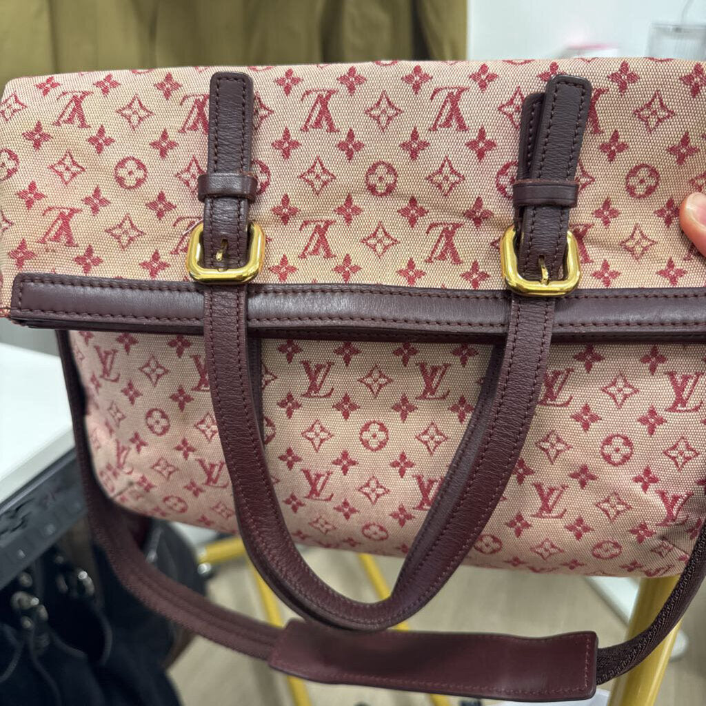 Pink/Red Monogram Mini Lin Francoise (as is staining)
