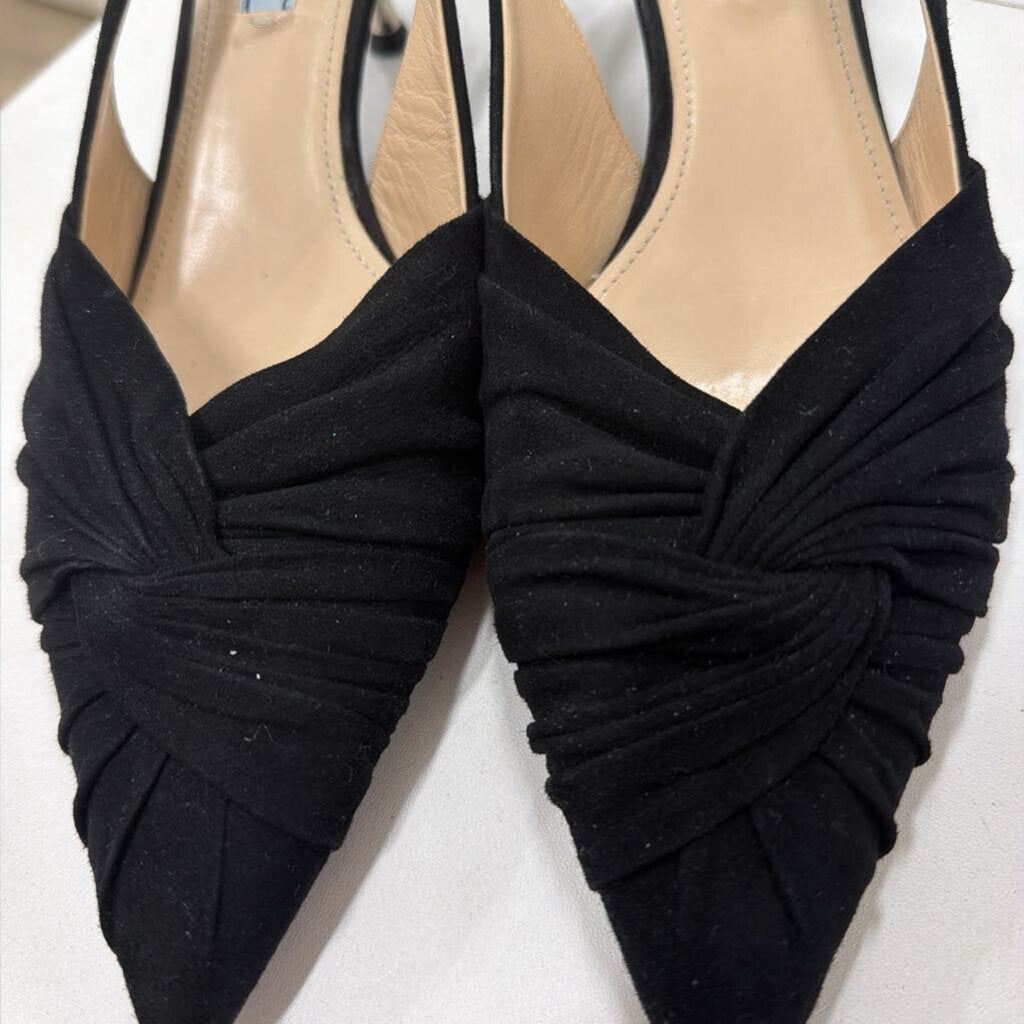 Black Suede Slingback Heels, 40