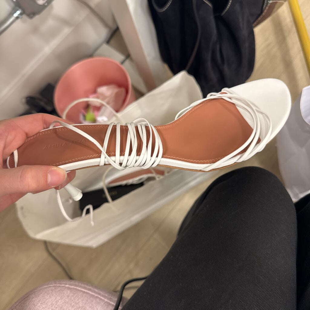 White Strappy Leather Heeled Sandal (NEW)