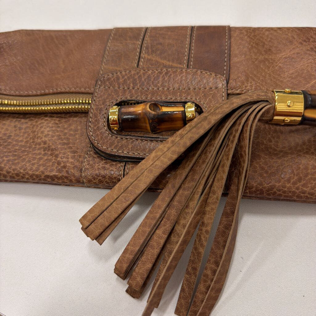 Brown Leather Lucy Fold Over Clutch (as is,slight oder)
