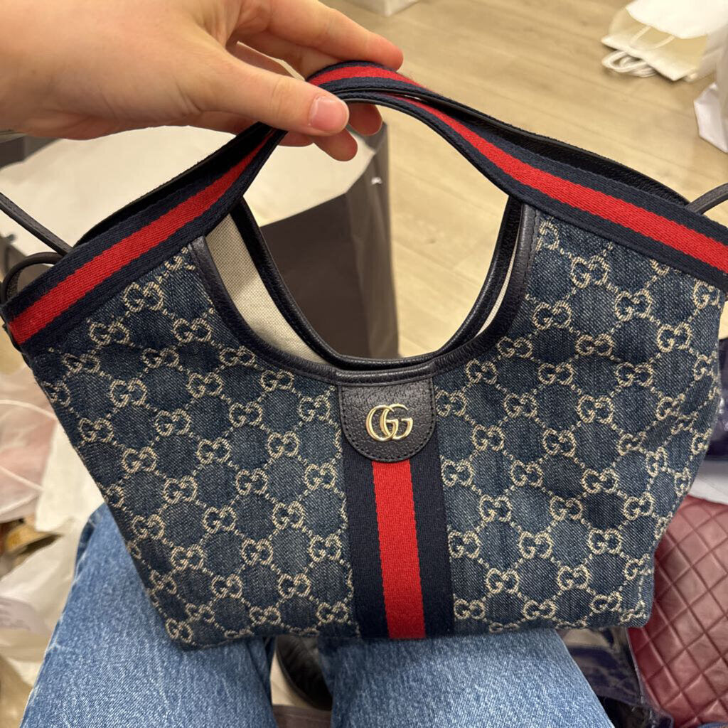 Denim GG Giglio Small Tote Bag