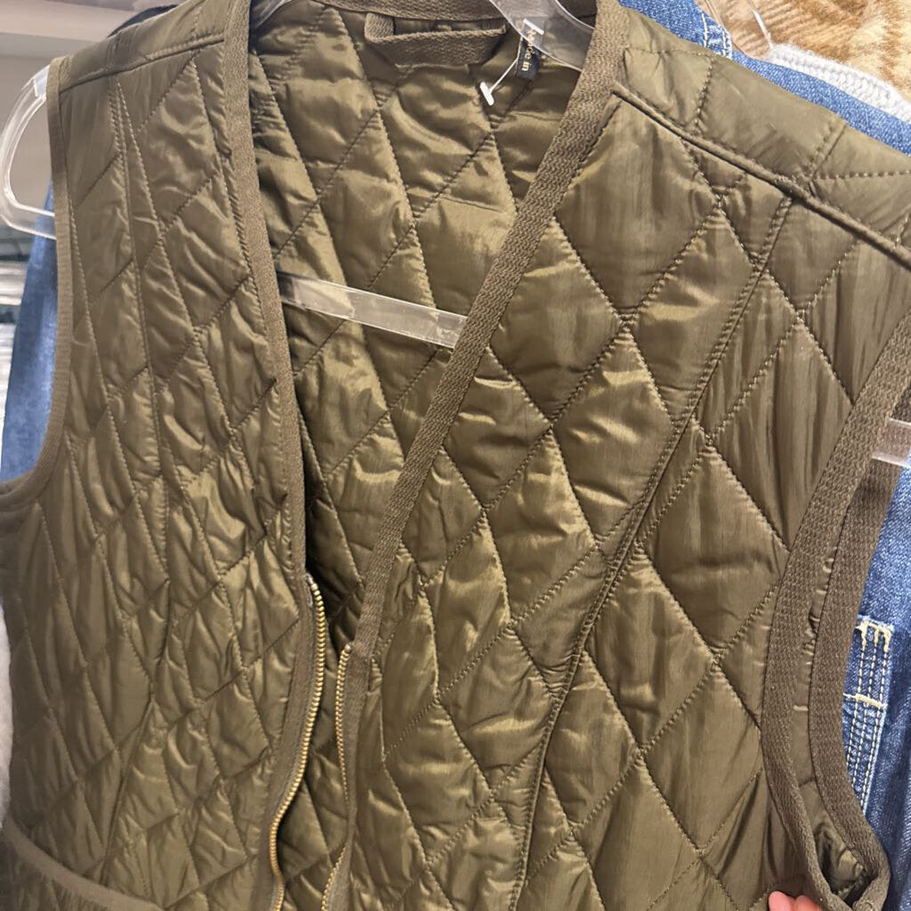 Green Poly Quilted Vest