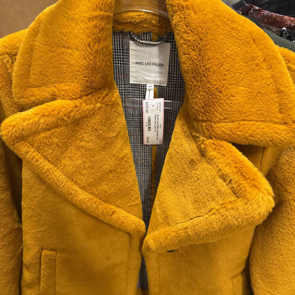 Orange Poly Faux Fur Coat
