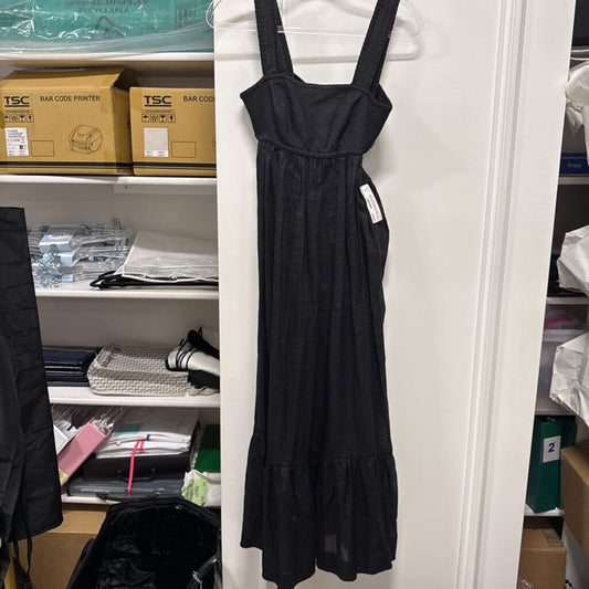 Black Ramie Open Back Maxi Dress (R.795)