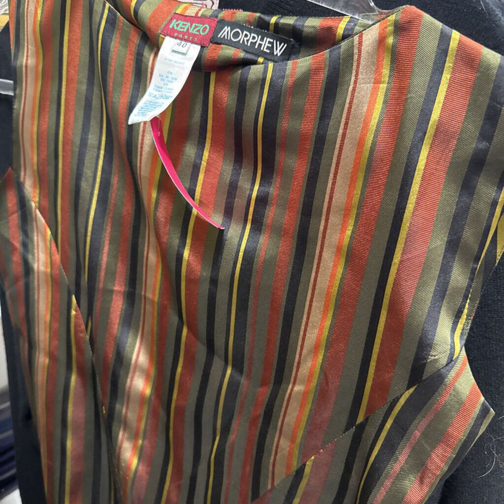 Vintage Brown/Green Stripe Silk Blend Top