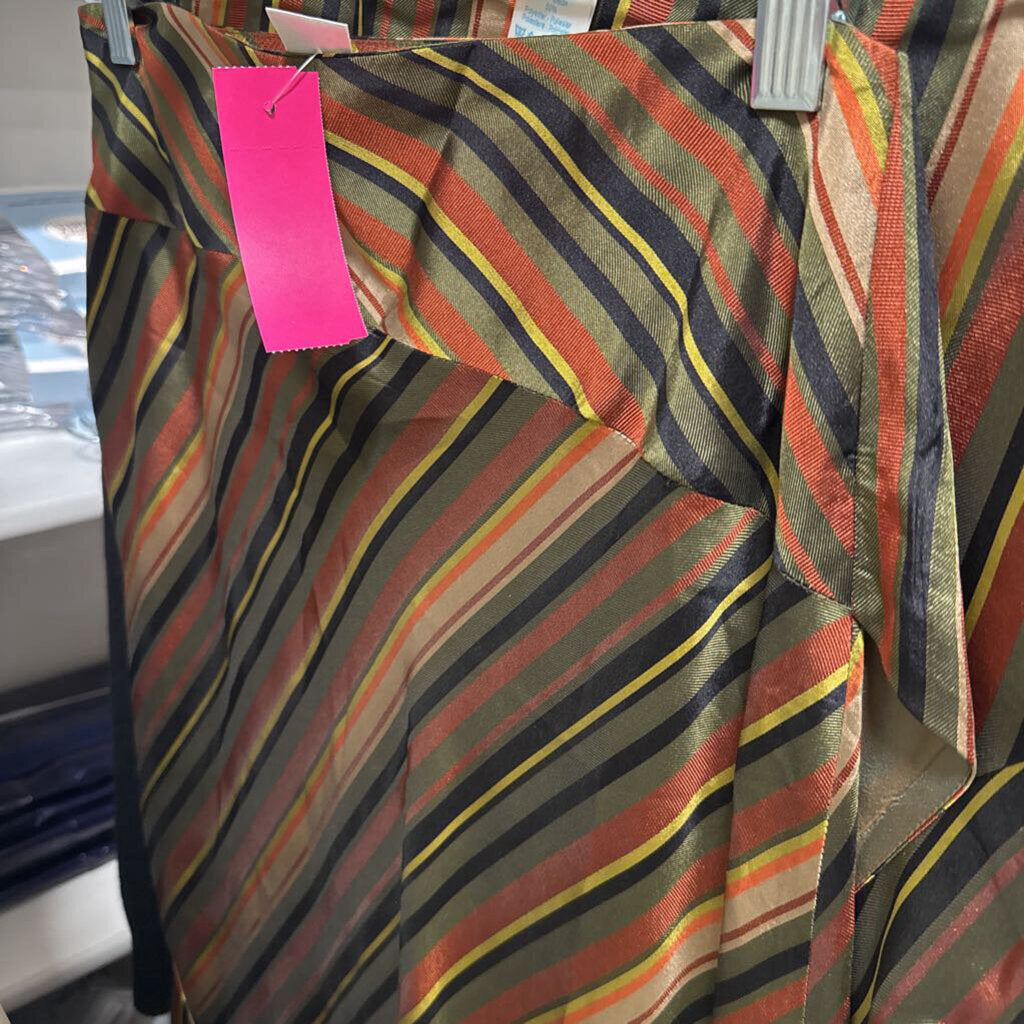 Vintage Brown/Green Stripe Silk Blend Skirt