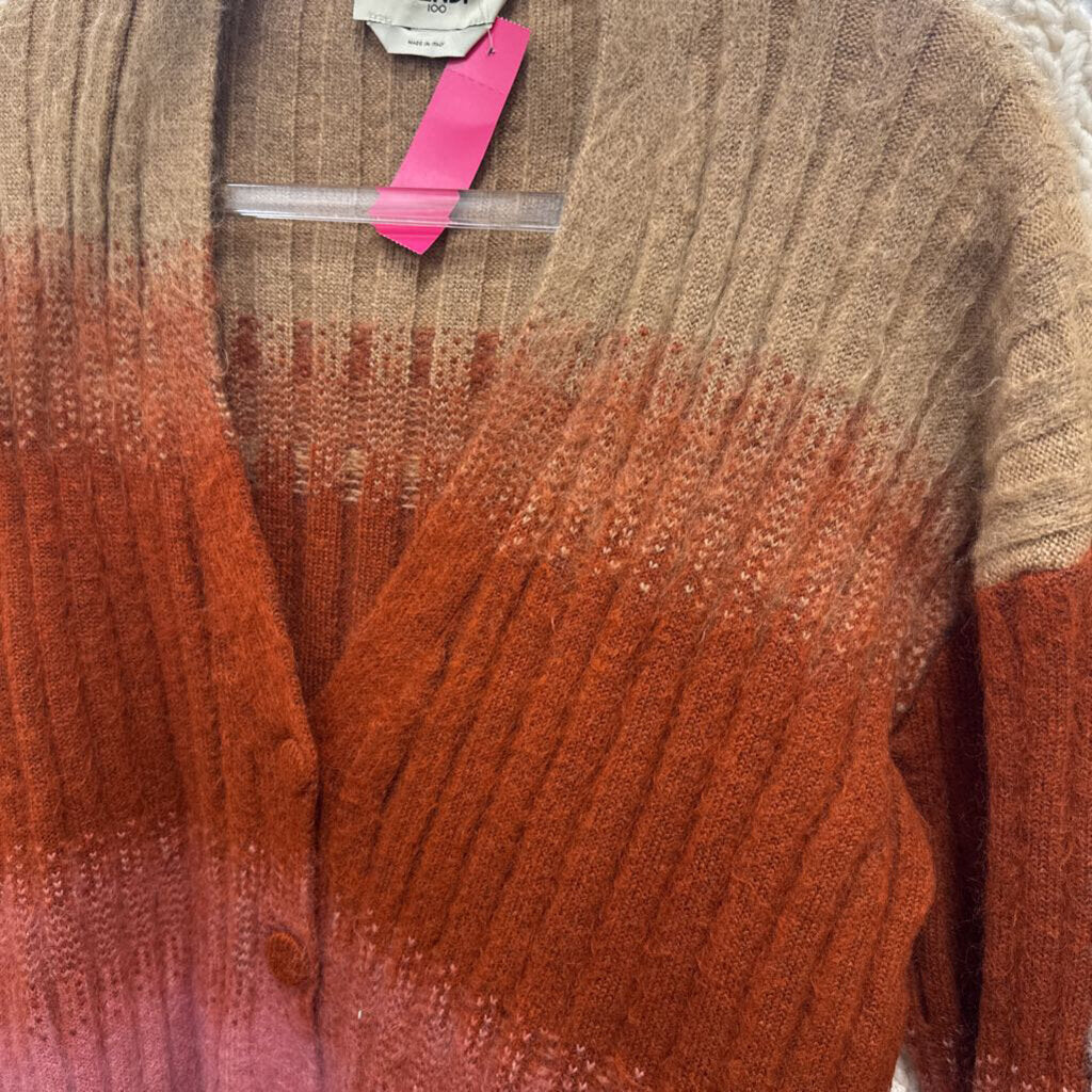 Burgundy/Brown Gradient Mohair Blend Cardigan