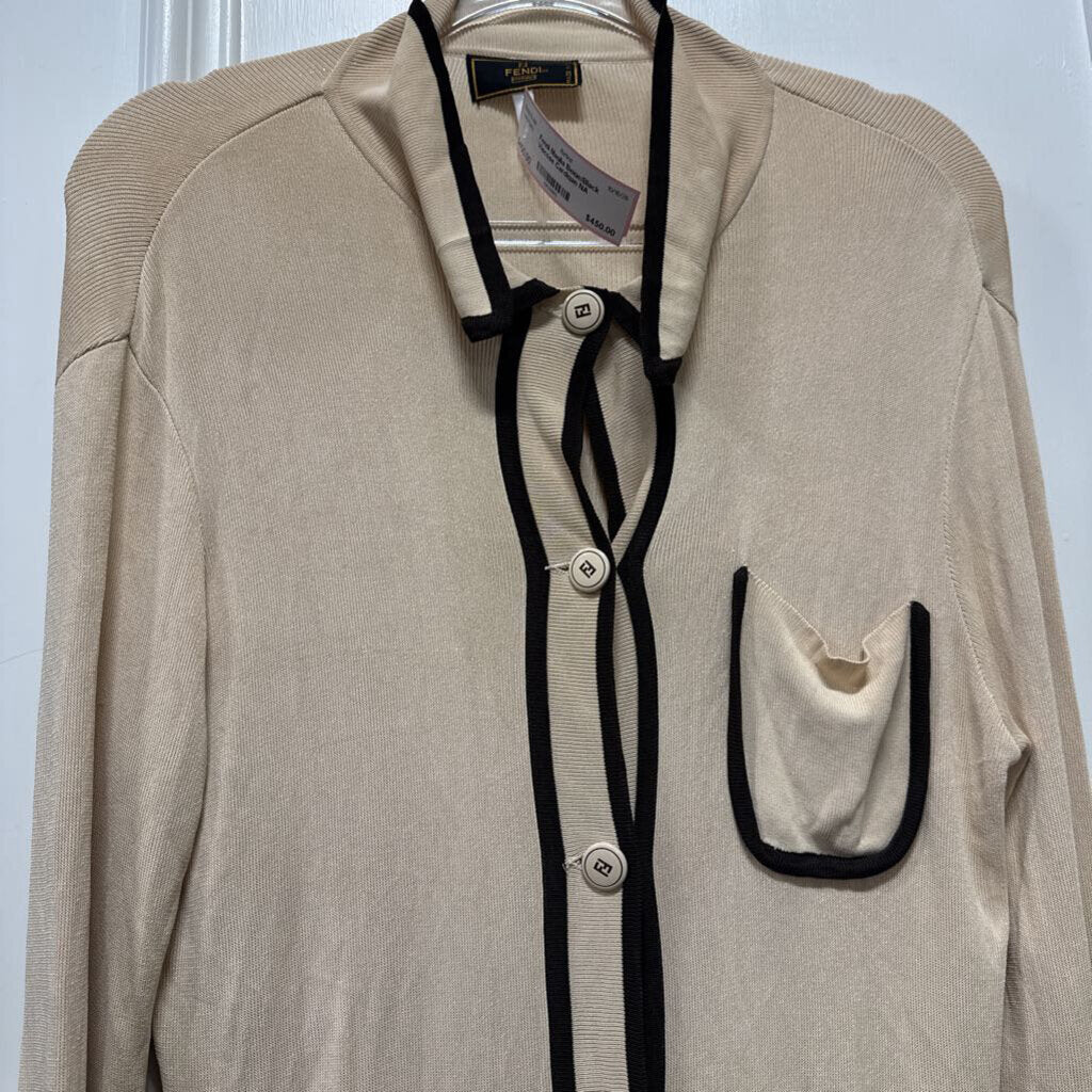 Beige/Black Viscose Cardigan