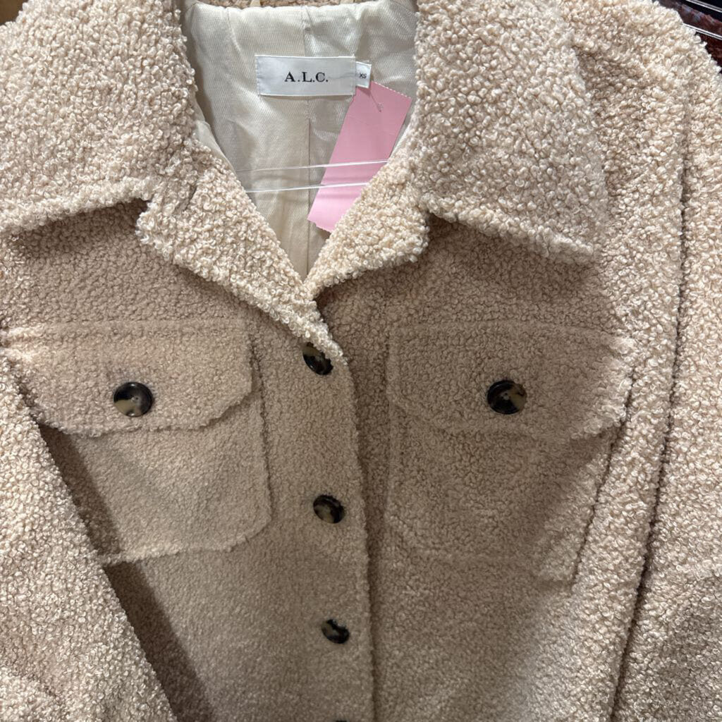Beige Poly Boucle Shirt Jacket