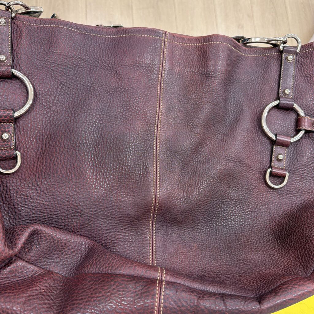 Purple Leather Hobo Shoulder Bag
