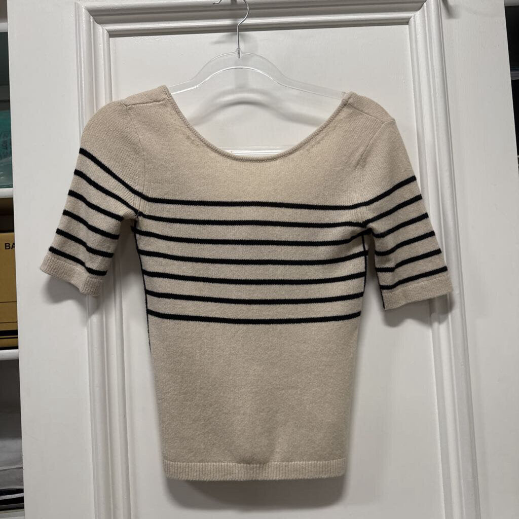 Beige/Black Cashmere Striped Sweater