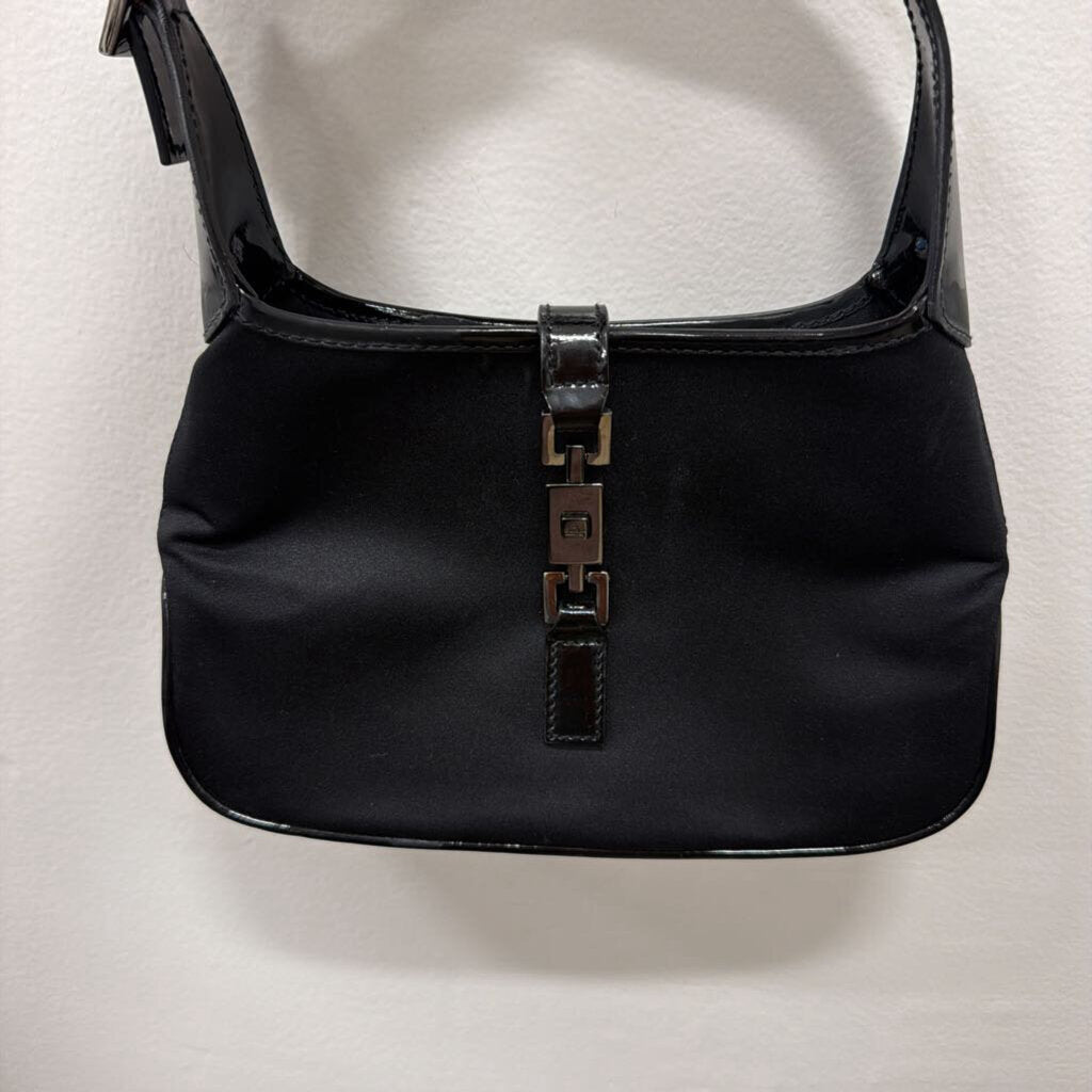 Black Satin Mini Jackie Shoulder Bag
