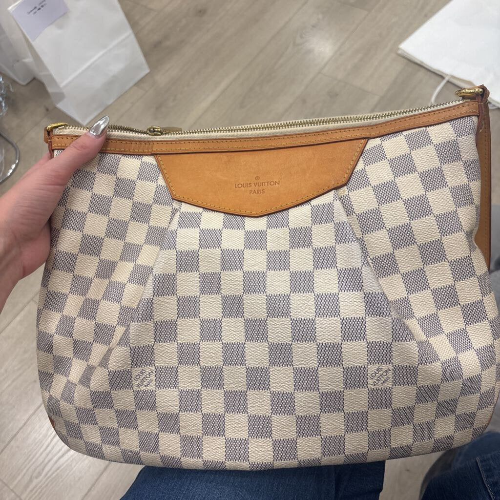 White Damier Shoulder Crossbody Bag (as is wear throughout)