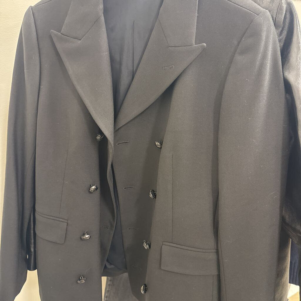 Black Poly/Wool Double Breasted Cavaliere Jacket (3700)