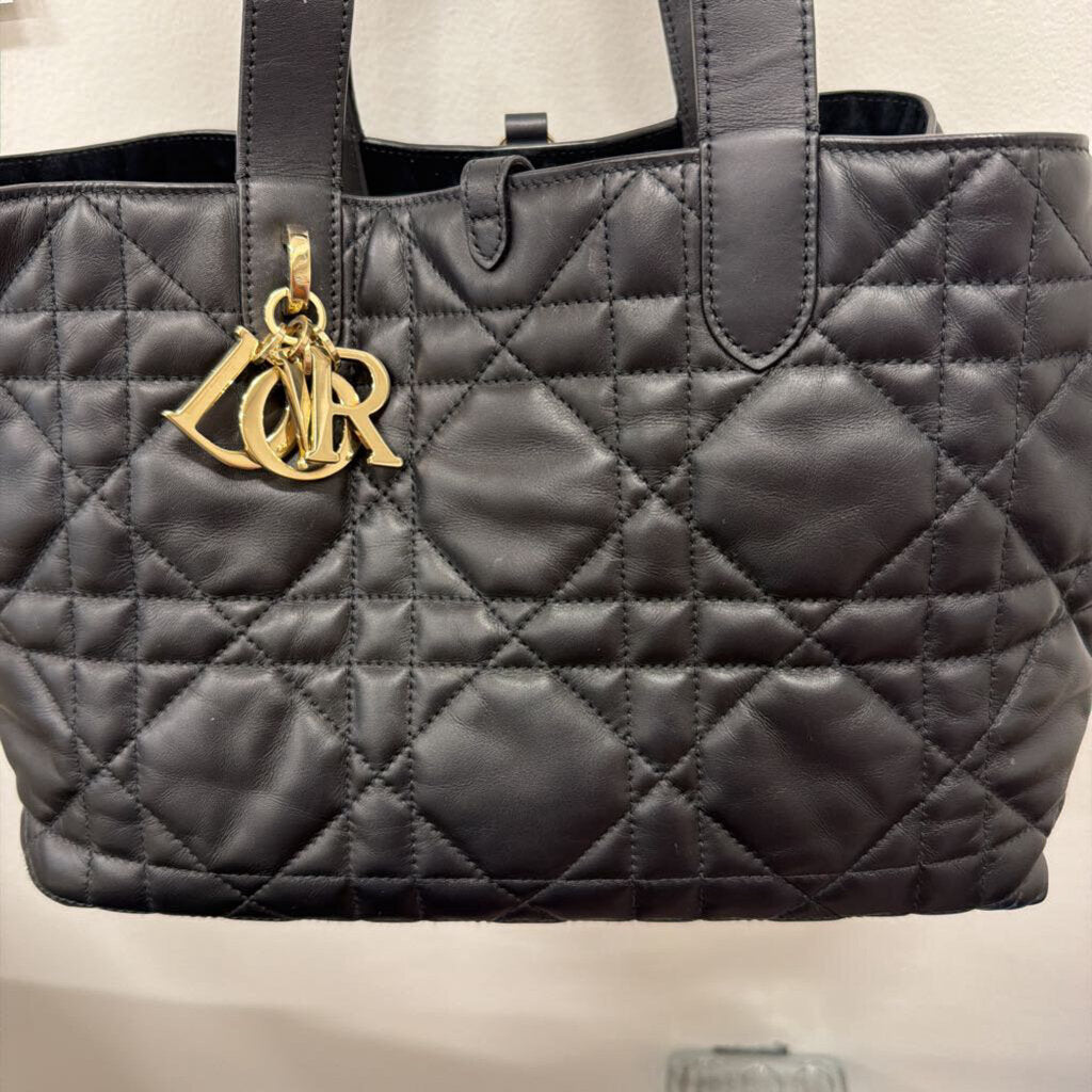 Black Leather Cannage Toujours Medium Tote