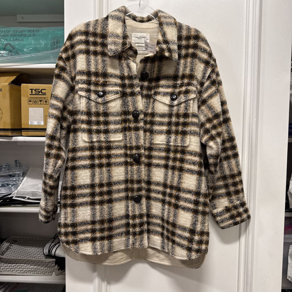 Cream/Multi Plaid Wool Blend Jacket