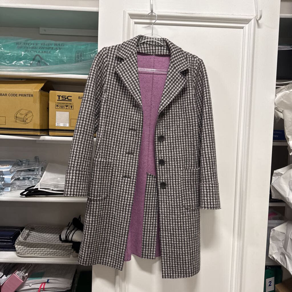 B&W Purple Lined Houndstooth Coat