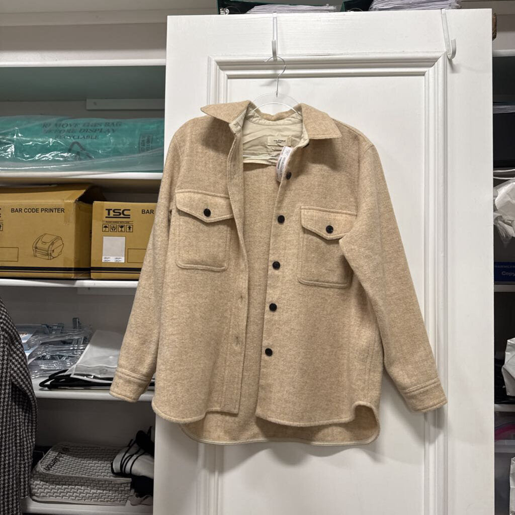 Beige Wool Blend Shacket