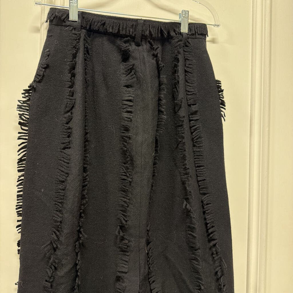 Black Wool Textued Classic Skirt