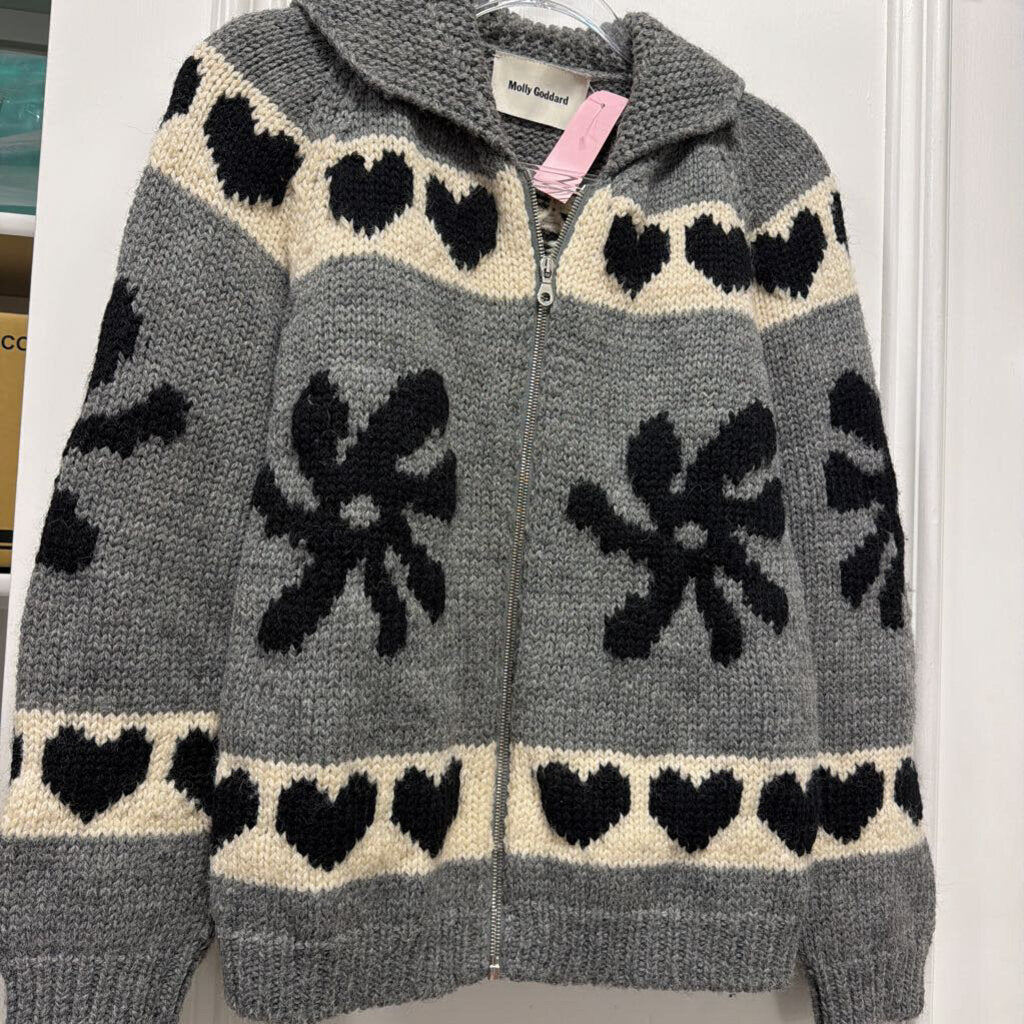 Grey/Black Wool Zip Up Patterned Sweater (est.950)