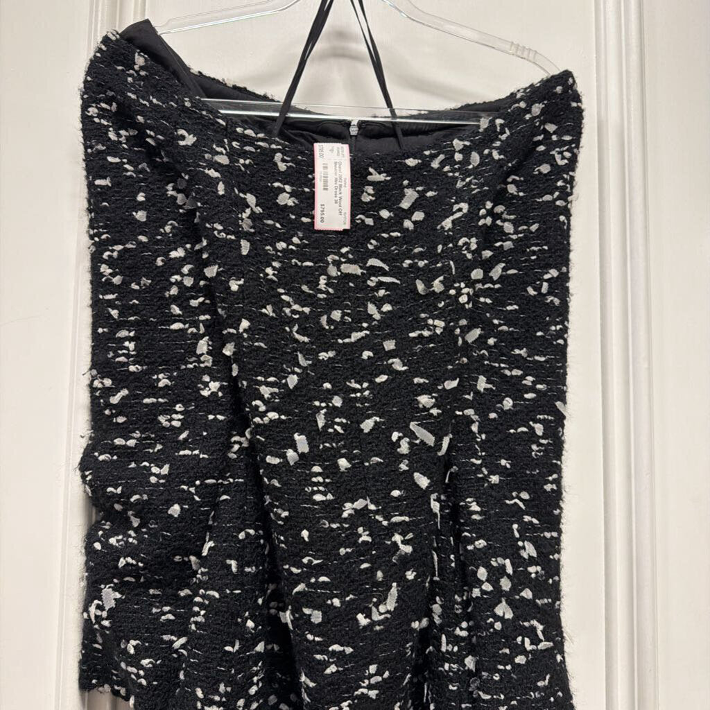 2002 Black Wool Off Shoulder Mini Dress