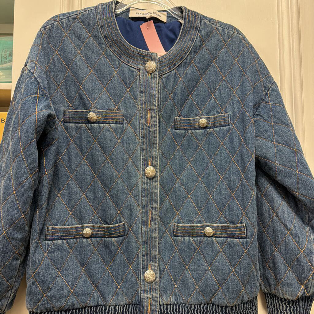 Denim Quilted Bomber Jacket (R.698)