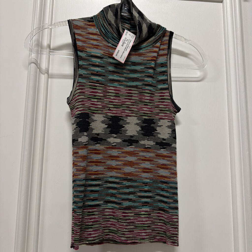 Multicolor Viscose/Wool Blend Sleeveless Top