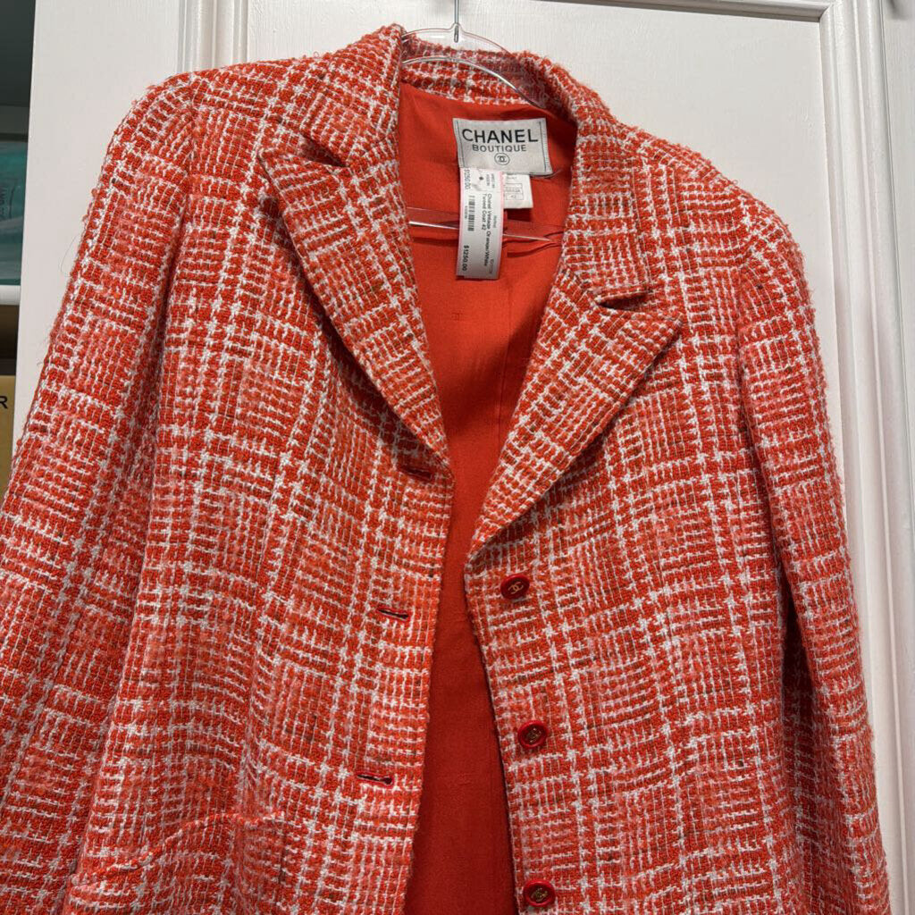 Vintage Orange/White Tweed Coat