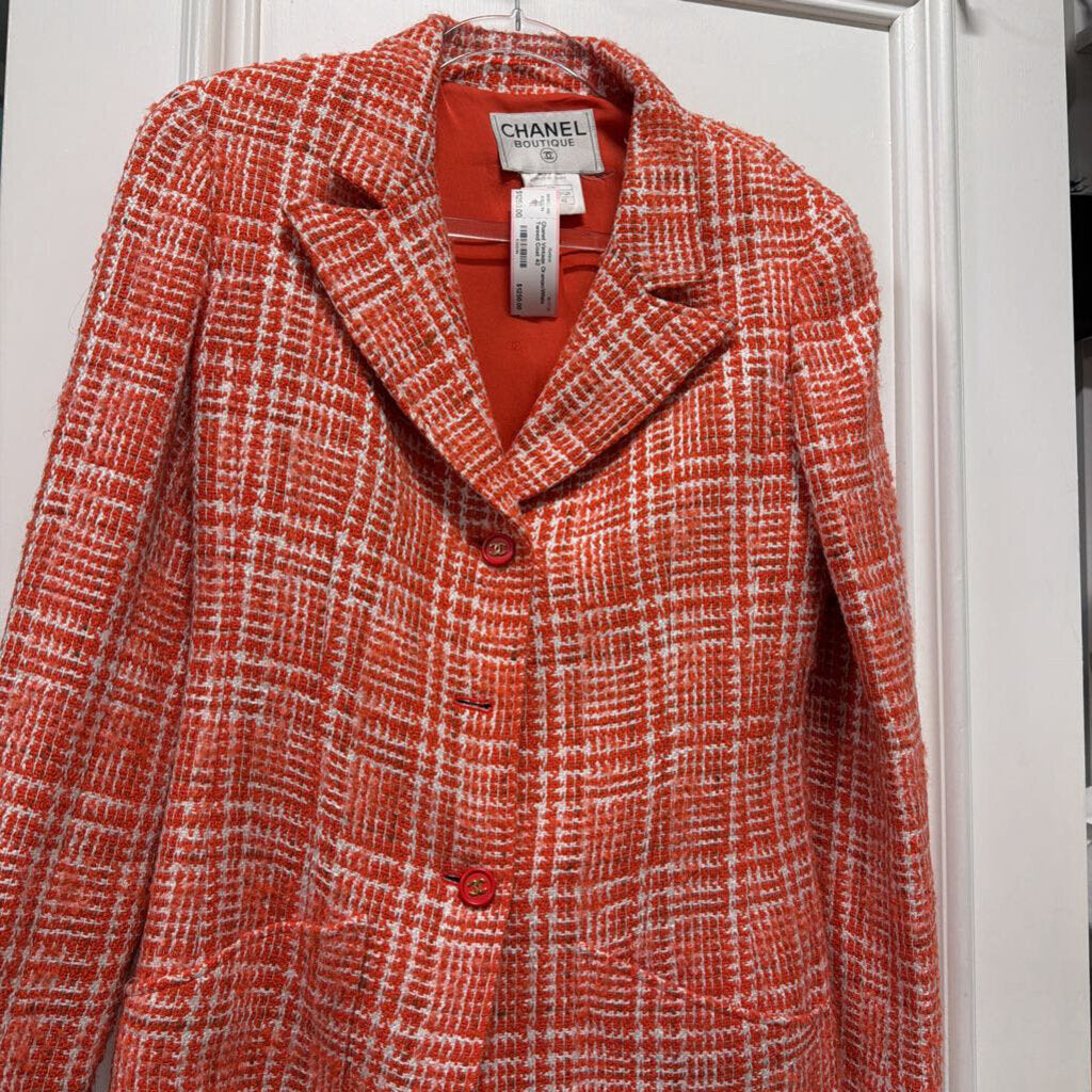 Vintage Orange/White Tweed Coat