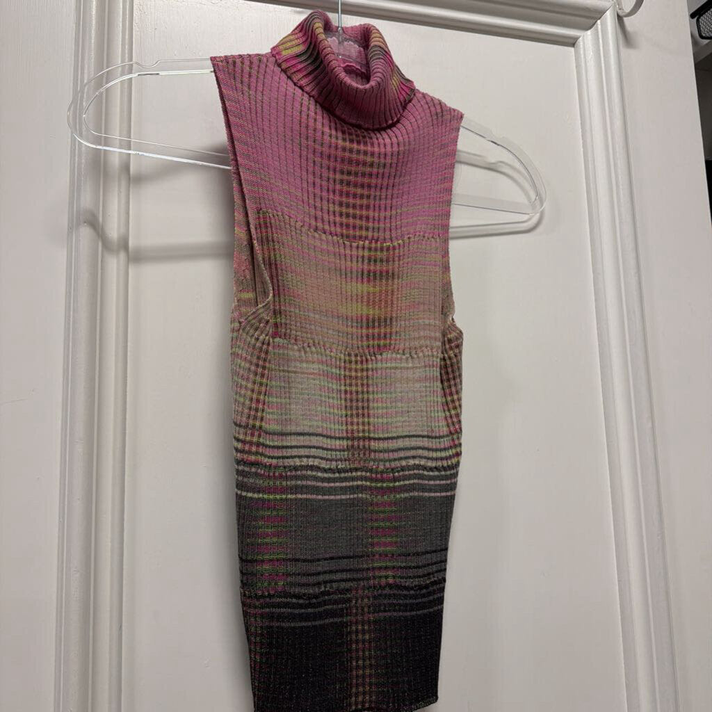 Multicolor Viscose/Wool Blend Sleeveless Top