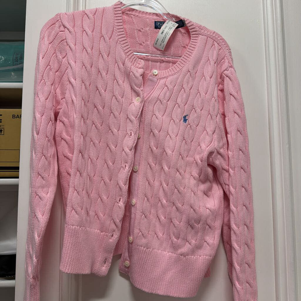 Pink Cotton Cableknit Cardigan