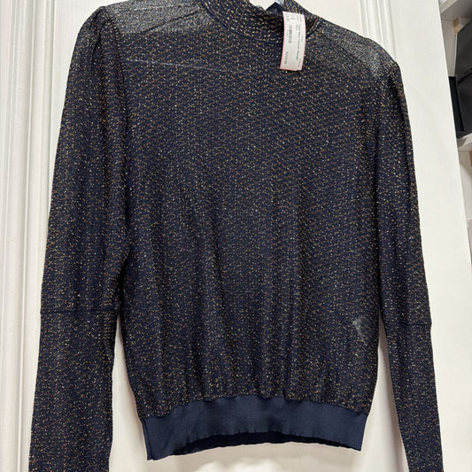 Navy Viscose Metallic Top