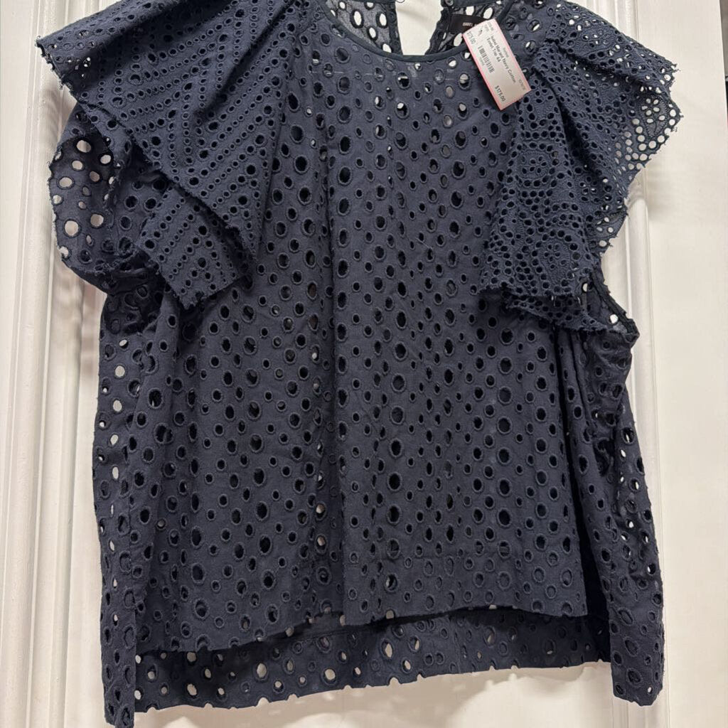 Navy Cotton Eyelet Top