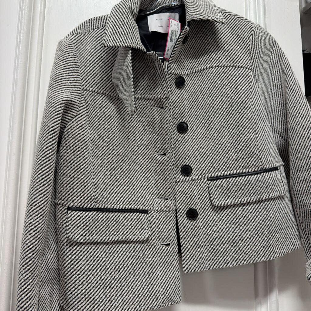 White/Black Poly/Wool Twill Jacket (NWT 795)