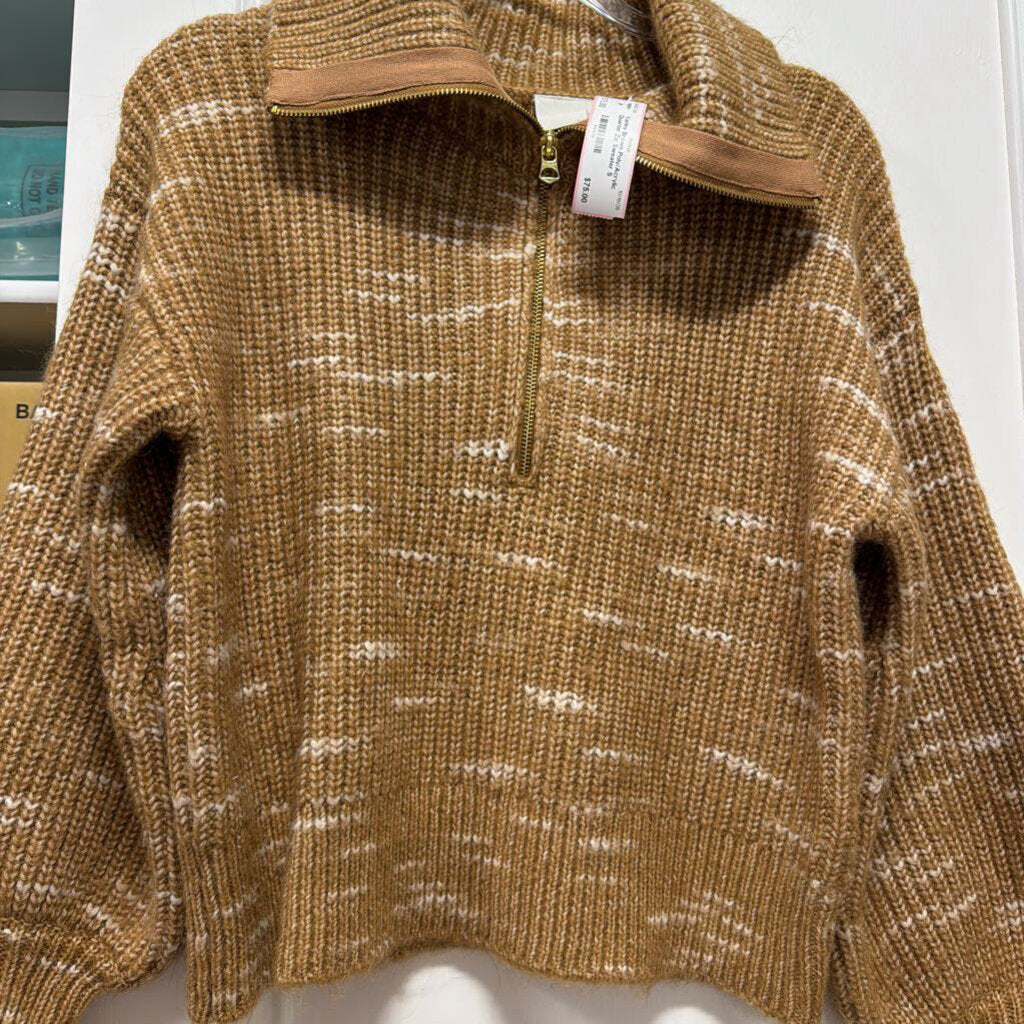 Brown Poly/Acrylic Quarter Zip Sweater