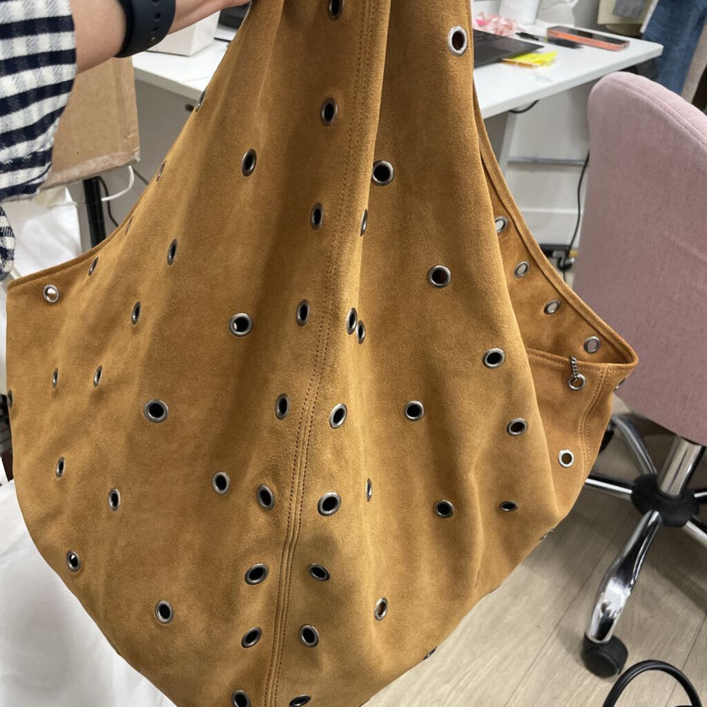 Lt Brown Suede Grommet Hobo (2550)
