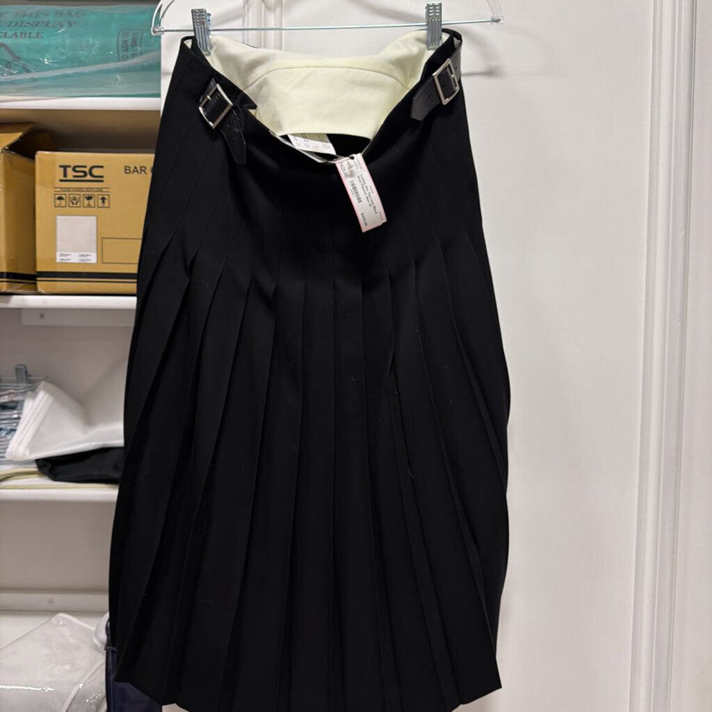 Black Wool Pleated Skirt