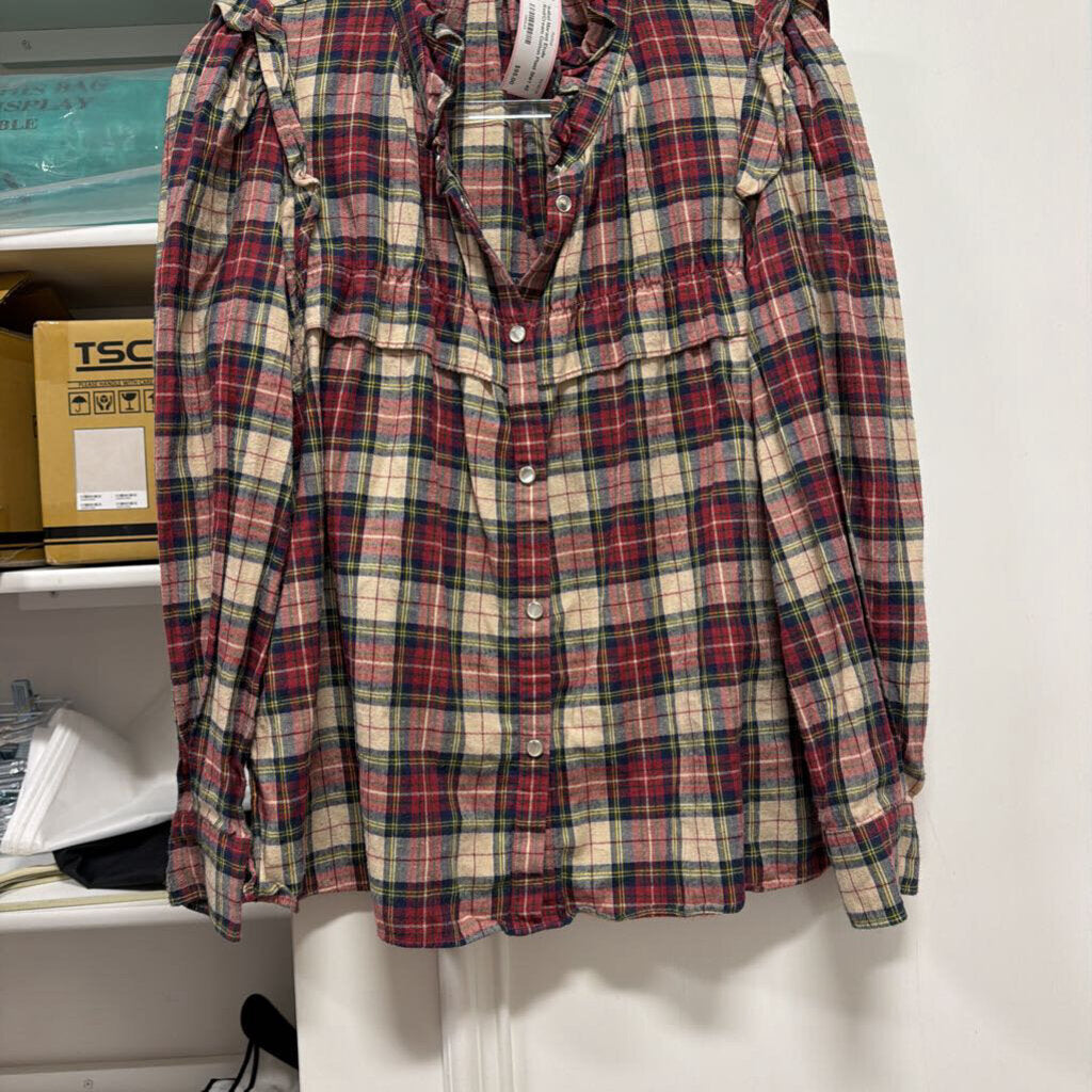 Red/Cream Cotton Plaid Shirt