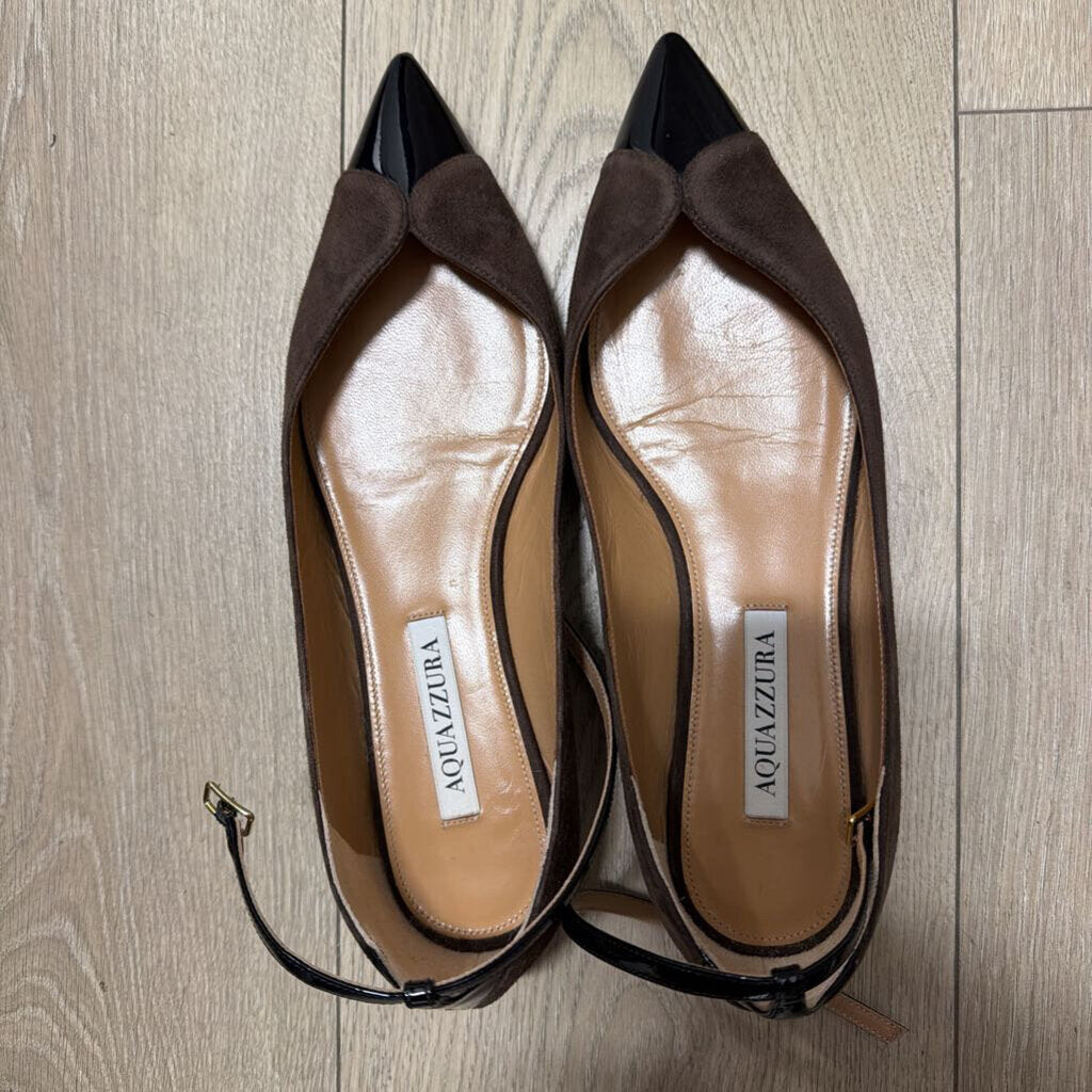 Brown Suede Cap Toe Flat