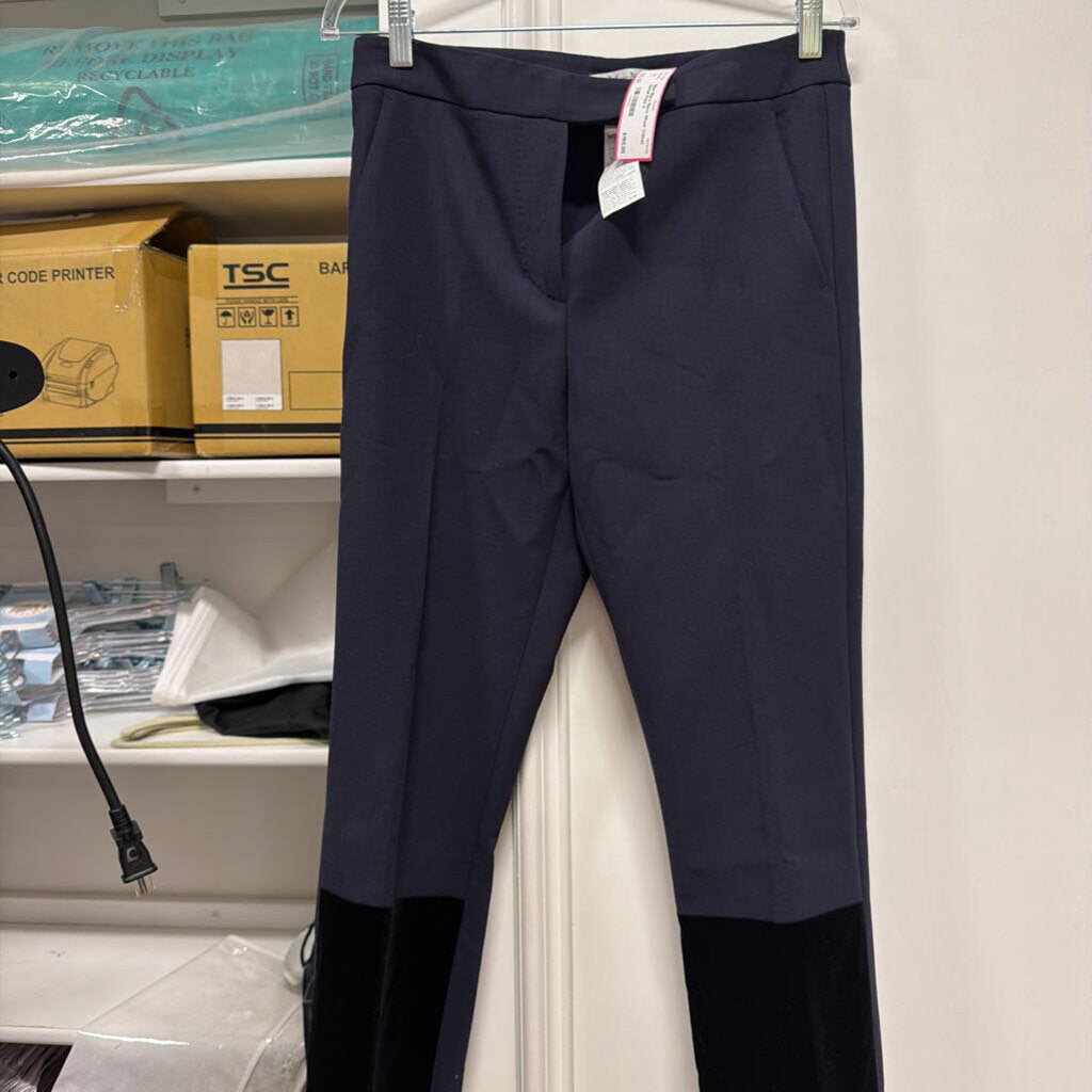 Navy Wool Velvet Detail Pant