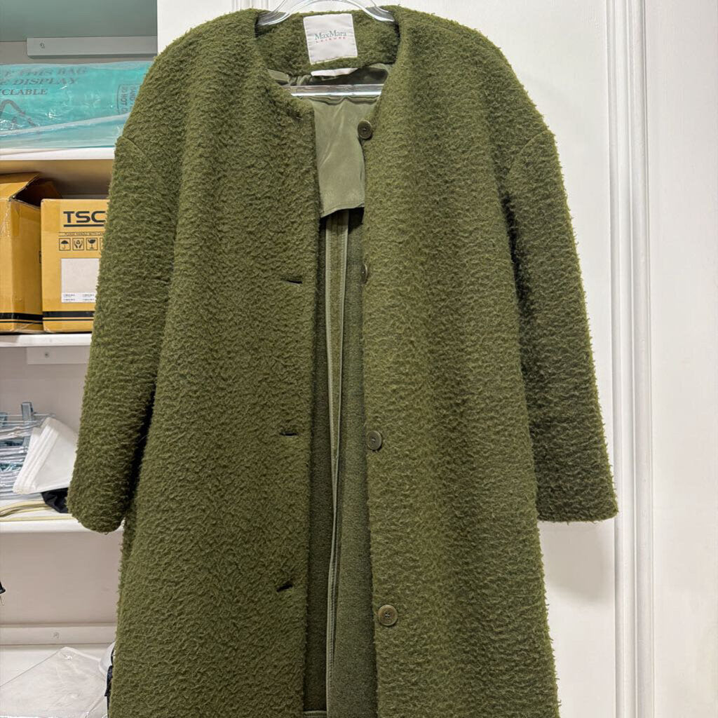 Green Poly/Wool Boucle Coat